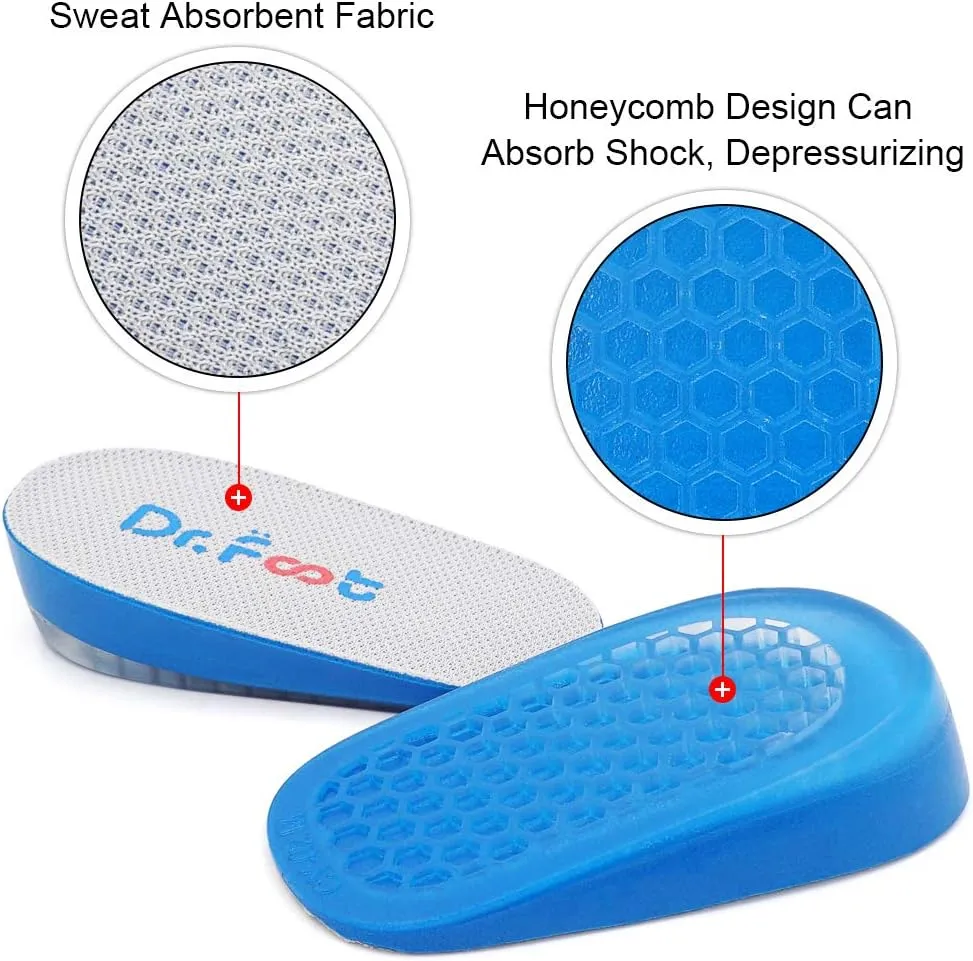 Dr.Foot Height Increase Insoles, Heel Cushion Inserts, Heel Lift Inserts for Leg Length Discrepancies