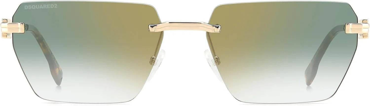 DSQUARED Men's Sunglasses GREEN SHADED GOLD MIRROR ANTIREFEX Lens GOLD GREEN Frame color, GOLD GREEN, 58 mm, Gold Green, 58 mm