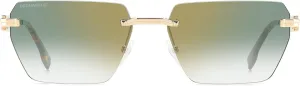 DSQUARED Men's Sunglasses GREEN SHADED GOLD MIRROR ANTIREFEX Lens GOLD GREEN Frame color, GOLD GREEN, 58 mm, Gold Green, 58 mm