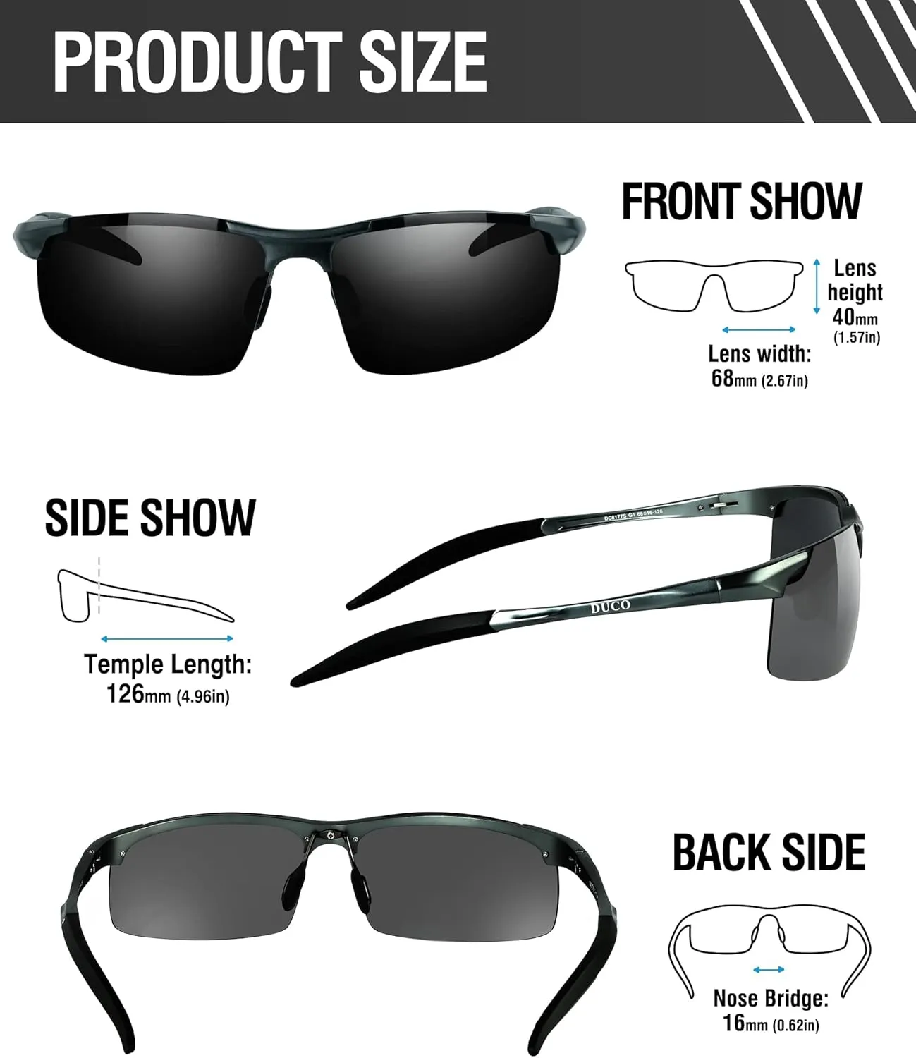 DUCO Mens Sports Polarized Sunglasses UV Protection Sunglasses for Men 8177s