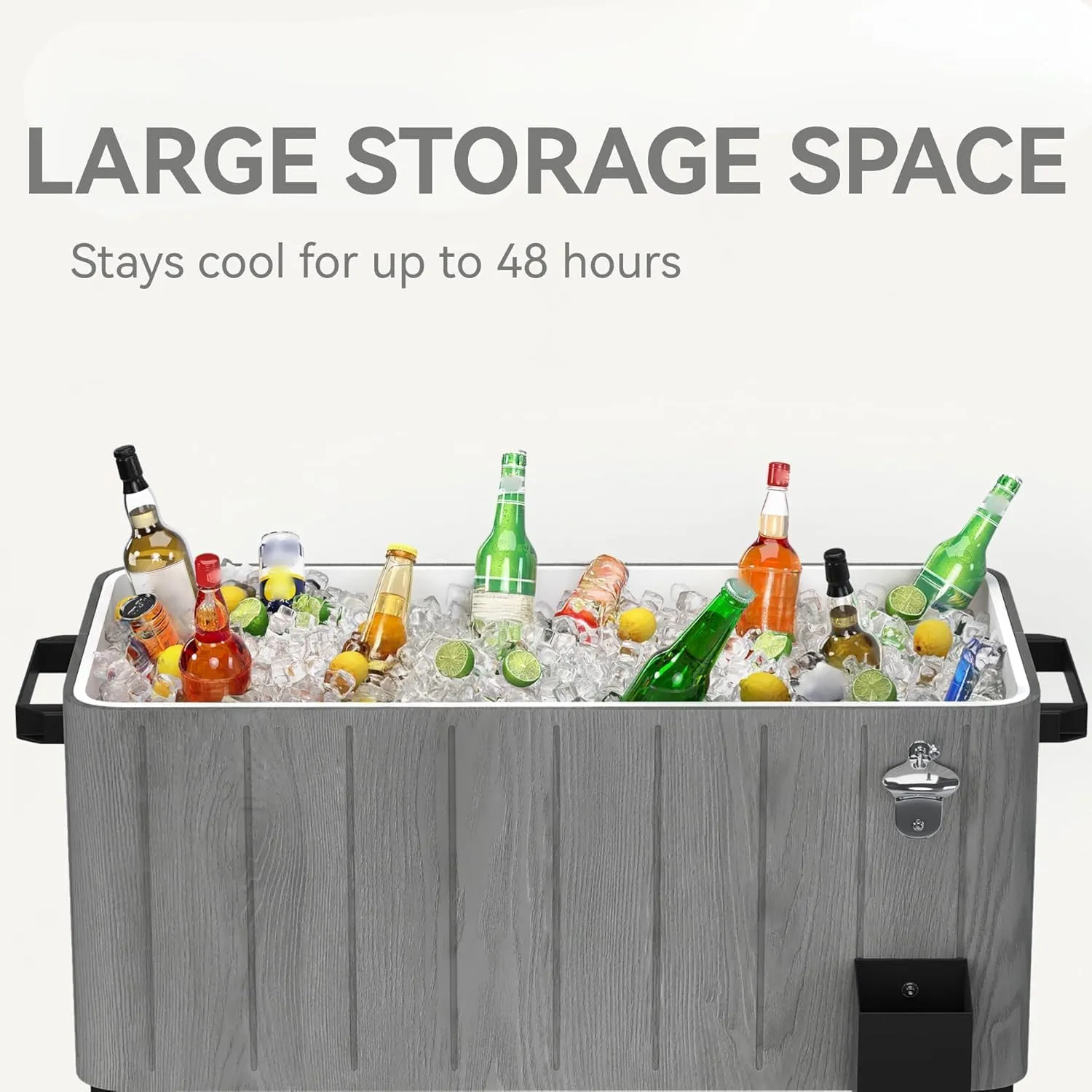 DWVO Ice Chest with Wheels,80 Quart Rolling Cooler with Bottle Opener Drainage, Patio Cooler Cart, Rolling Ice Chest with Handle for Patio Pool Deck Party BBQ Cookouts