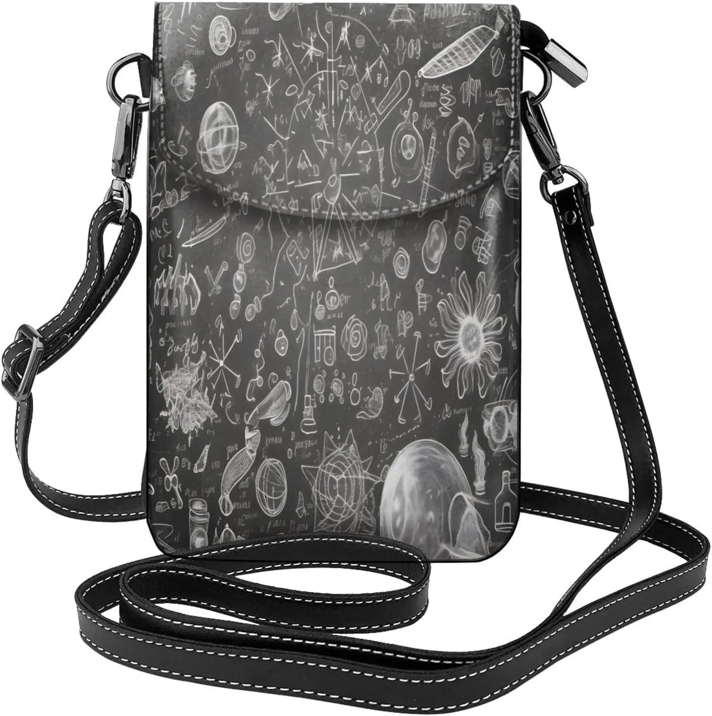 Education Chemistry Biological Leather Crossbody Bag For Women, Small Cell Phone Purse Mini Shoulder Phone Bag Wallet Pouch