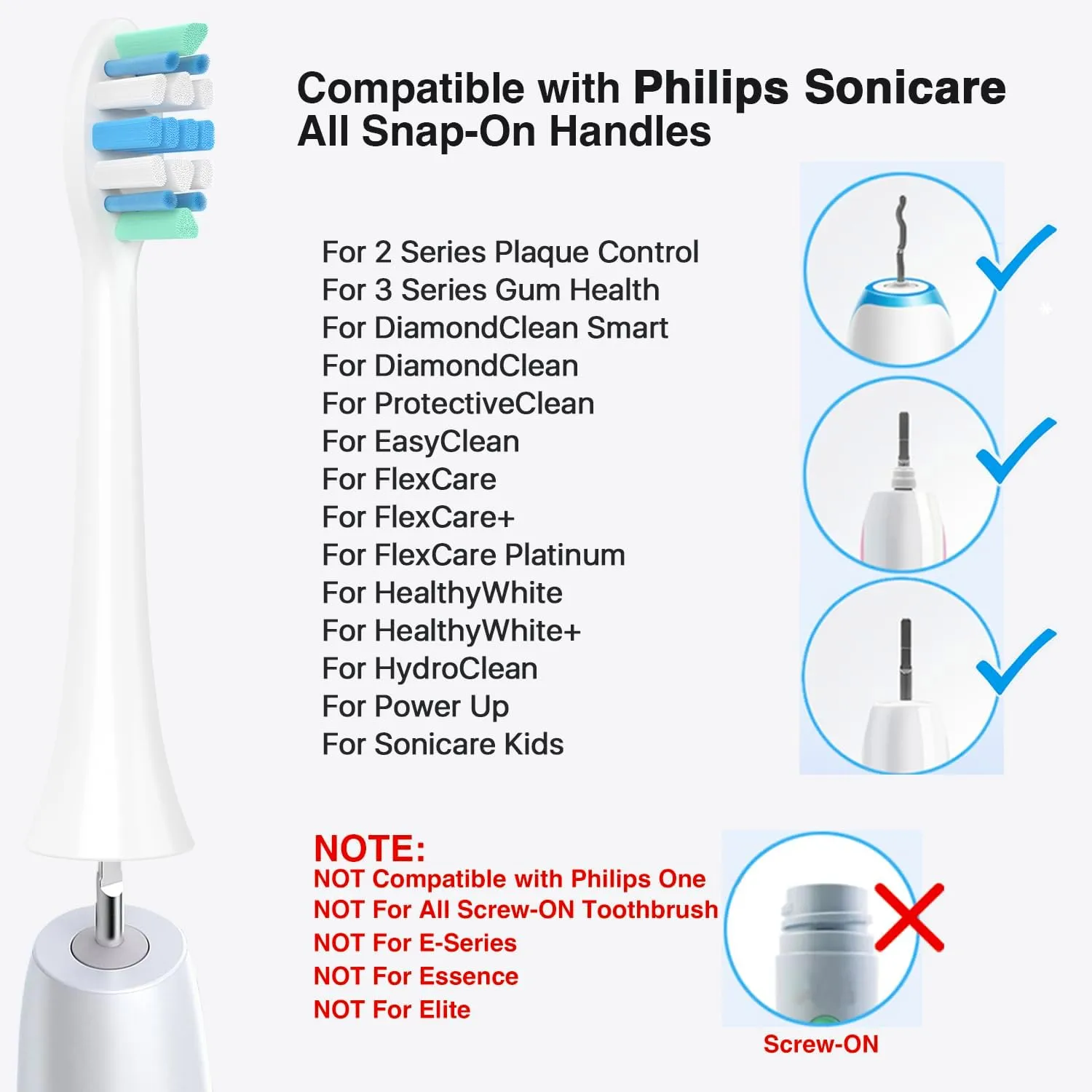 Electric Toothbrush Heads for Philips Sonicare Replacement Heads C1,C2,4100, Replacement Brush Head Compatible with Phillips Sonicare Electric Toothbrushes C2,C1, for Philips Sonic Care Brush,12 Pcs