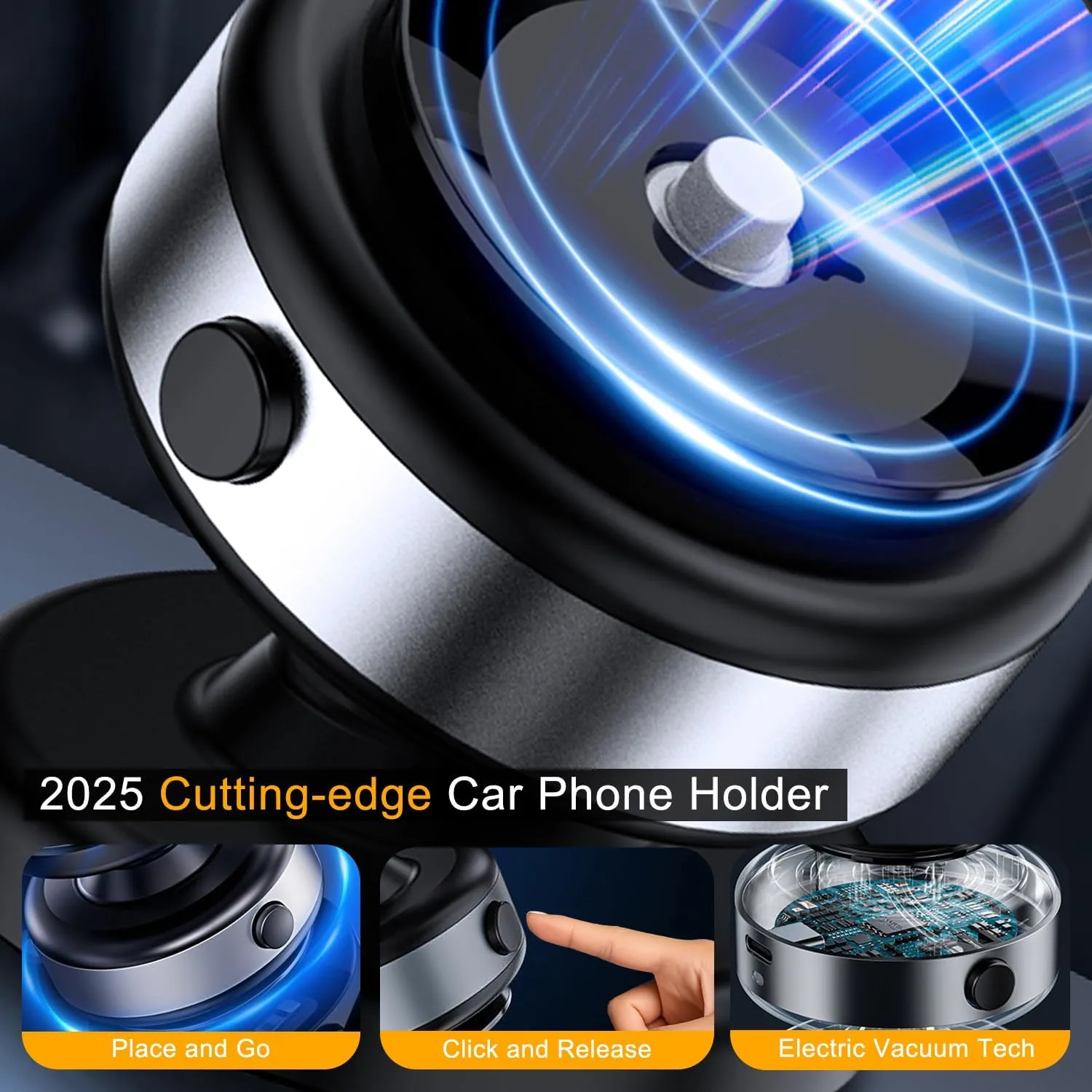 Electric Vacuum Suction Cup Phone Mount, Stable Anti-Shake Magnetic Car Phone Holder for Magsafe, 360° Adjustable Portable Hands-Free Car Accessories for iPhone 16/15/14 Pro Max