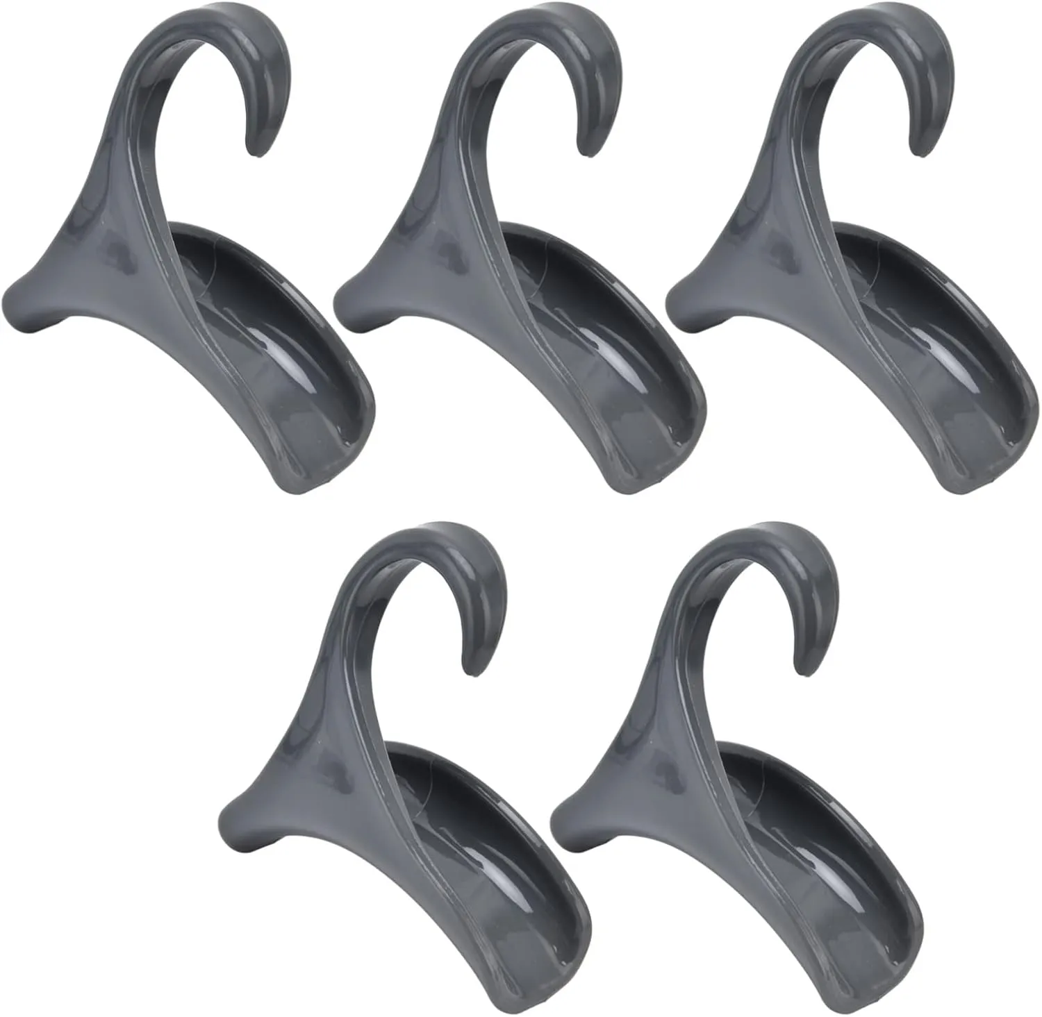 Elegant 5Pcs Purse Hanger Hooks for Door, Closet, Satchel, Coat, Belt, and Haversack Storage with Arc Design, Premium PP Material, and Smooth Handle - Handbag Protector By (White) (Grey)