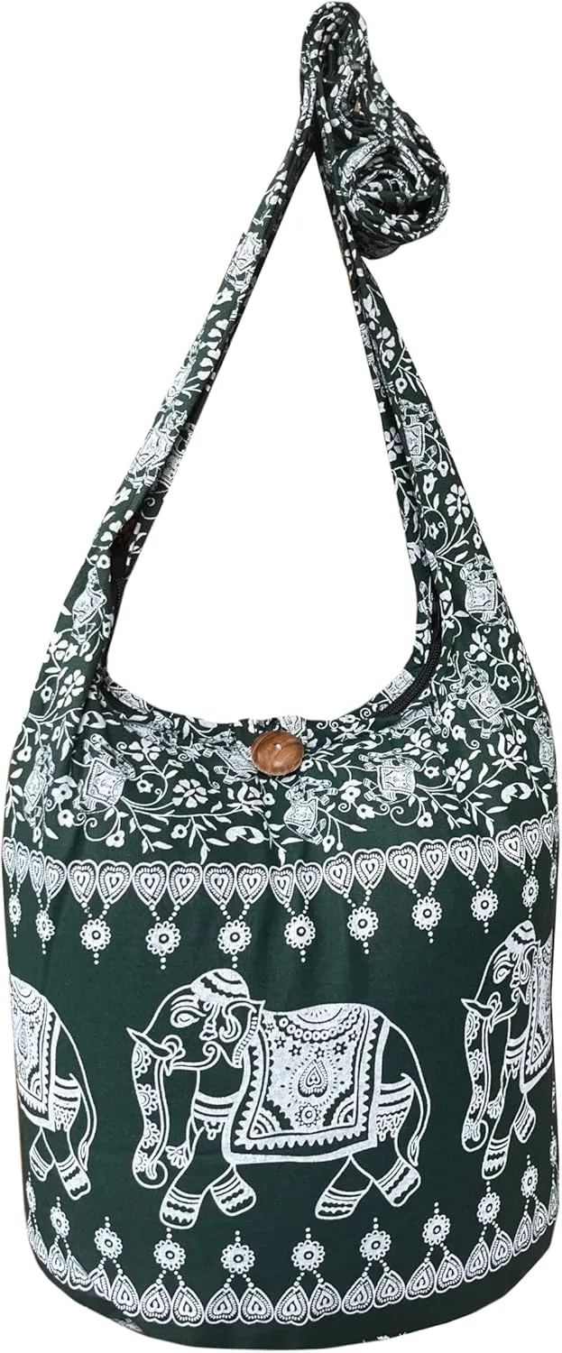 Elephant Crossbody Sling Bag Hippie Hobo Shoulder Purse Medium