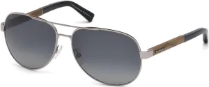 Ermenegildo Zegna EZ0010 - 14B Sunglasses shiny light ruthenium frame w/ smoke gradient Lens 62mm
