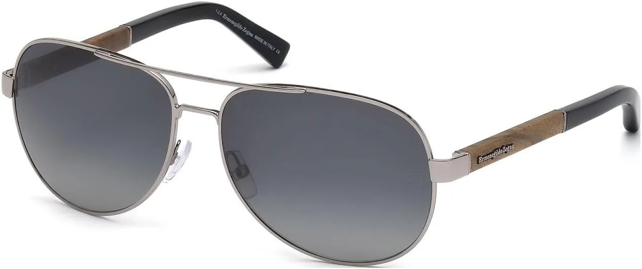 Ermenegildo Zegna EZ0010 - 14B Sunglasses shiny light ruthenium frame w/ smoke gradient Lens 62mm