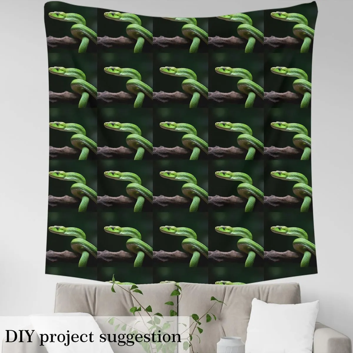 Erosebridal Green Snake Fabric by The Yard, Safari Wildlife Indoor Outdoor Fabric, Reptile Upholstery Fabric, 3D Print Decorative Fabric for Adults Teens for Upholstery and Home Accents, 3 Yards