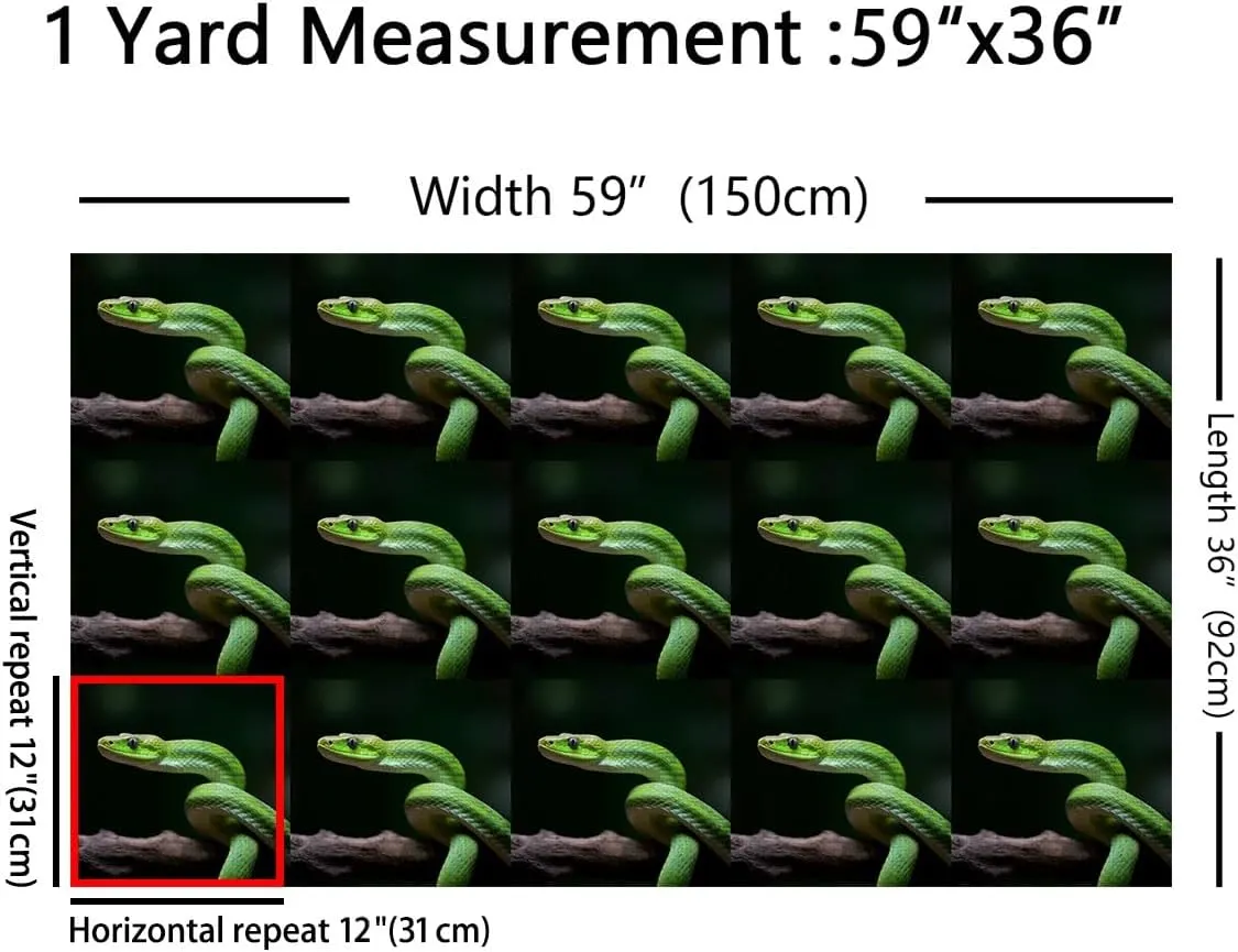 Erosebridal Green Snake Fabric by The Yard, Safari Wildlife Indoor Outdoor Fabric, Reptile Upholstery Fabric, 3D Print Decorative Fabric for Adults Teens for Upholstery and Home Accents, 3 Yards