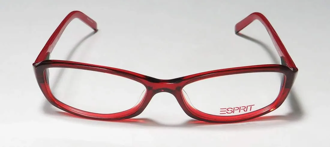 Esprit 17343 Womens/Ladies Rectangular Full-rim Sunglass Lens Clip-Ons Crystals Spring Hinges Eyeglasses/Eyeglass Frame