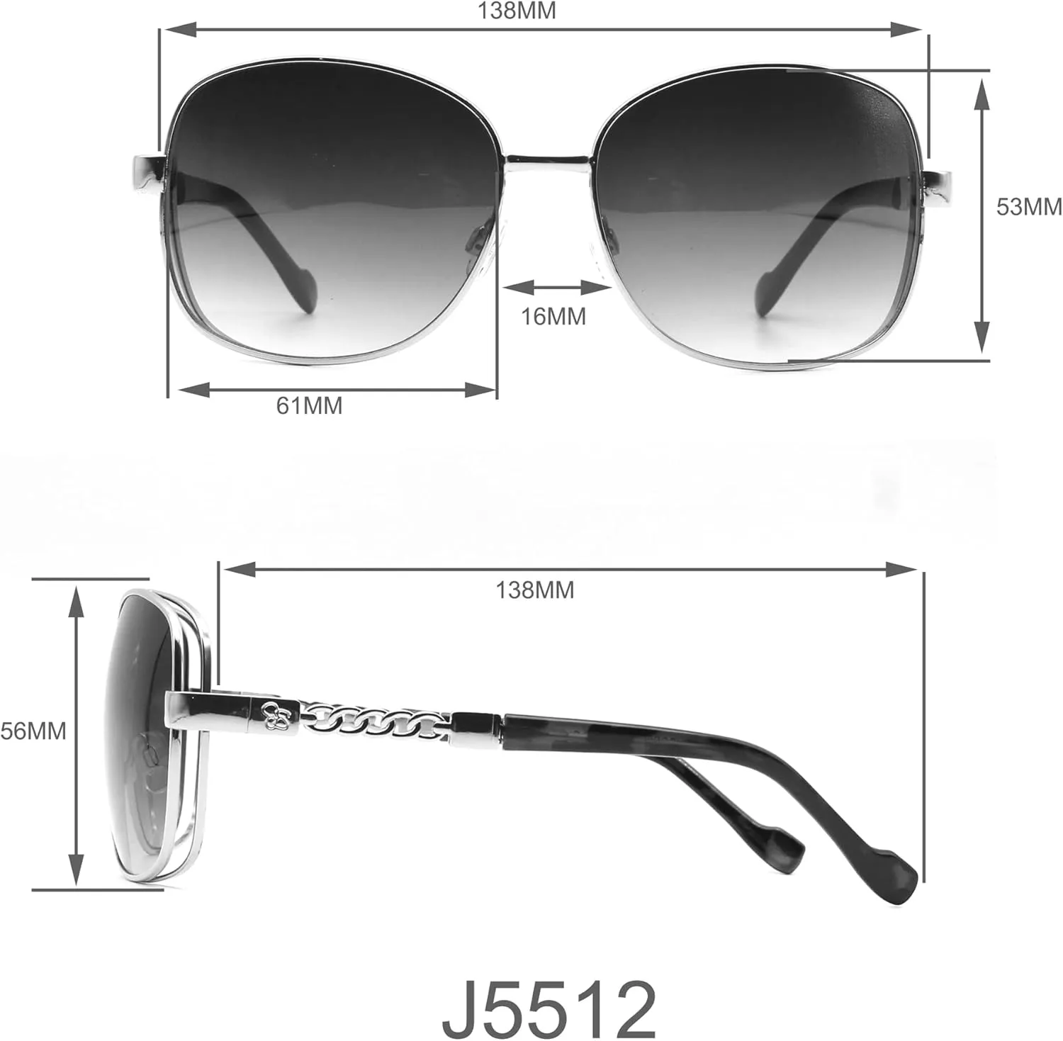 essica Simpson Women's J6214 Oversized Cat Eye Square Sunglasses