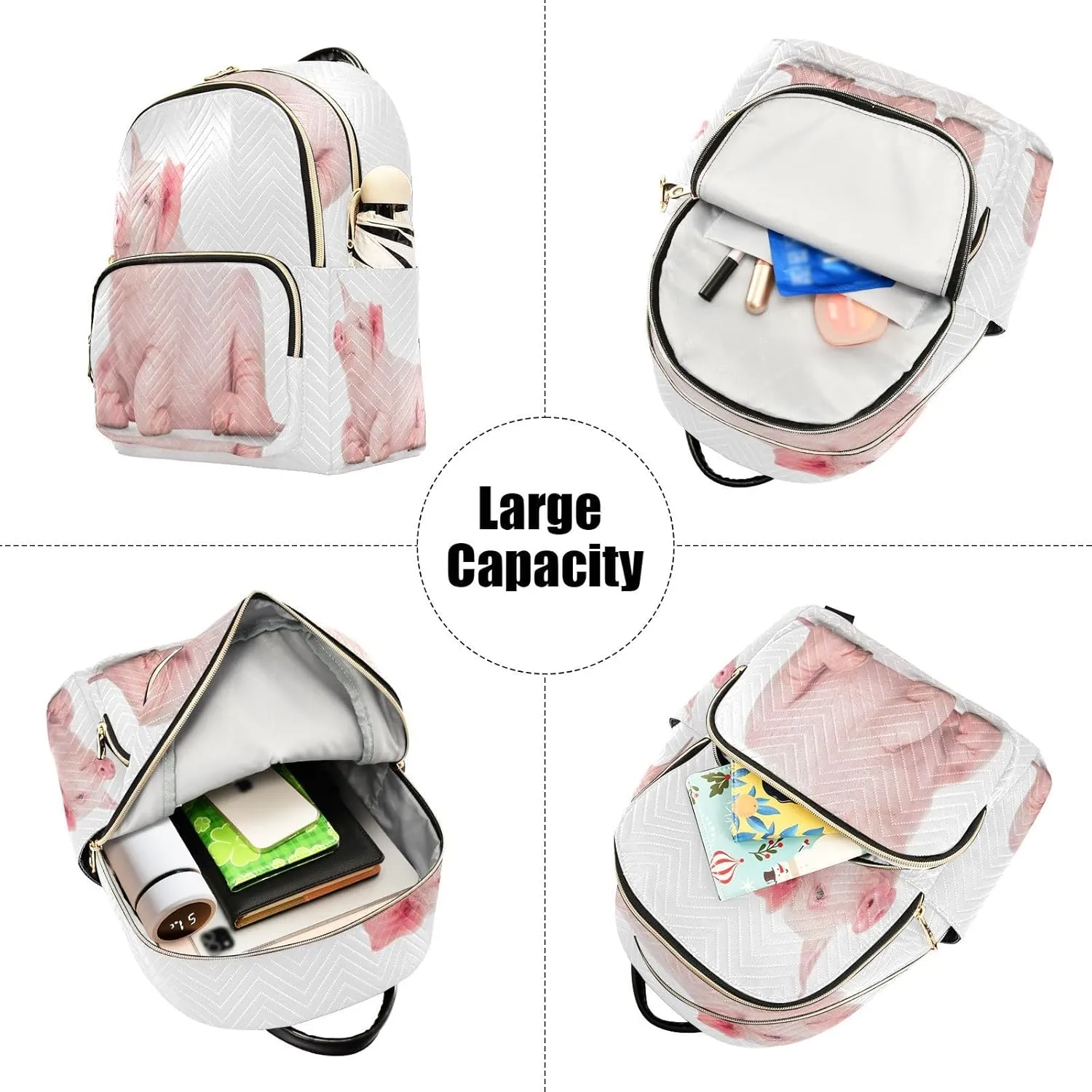Exnundod Backpack Purse for Women Naive Piggy Travel Backpack Lightweight Daypack Cute Pig