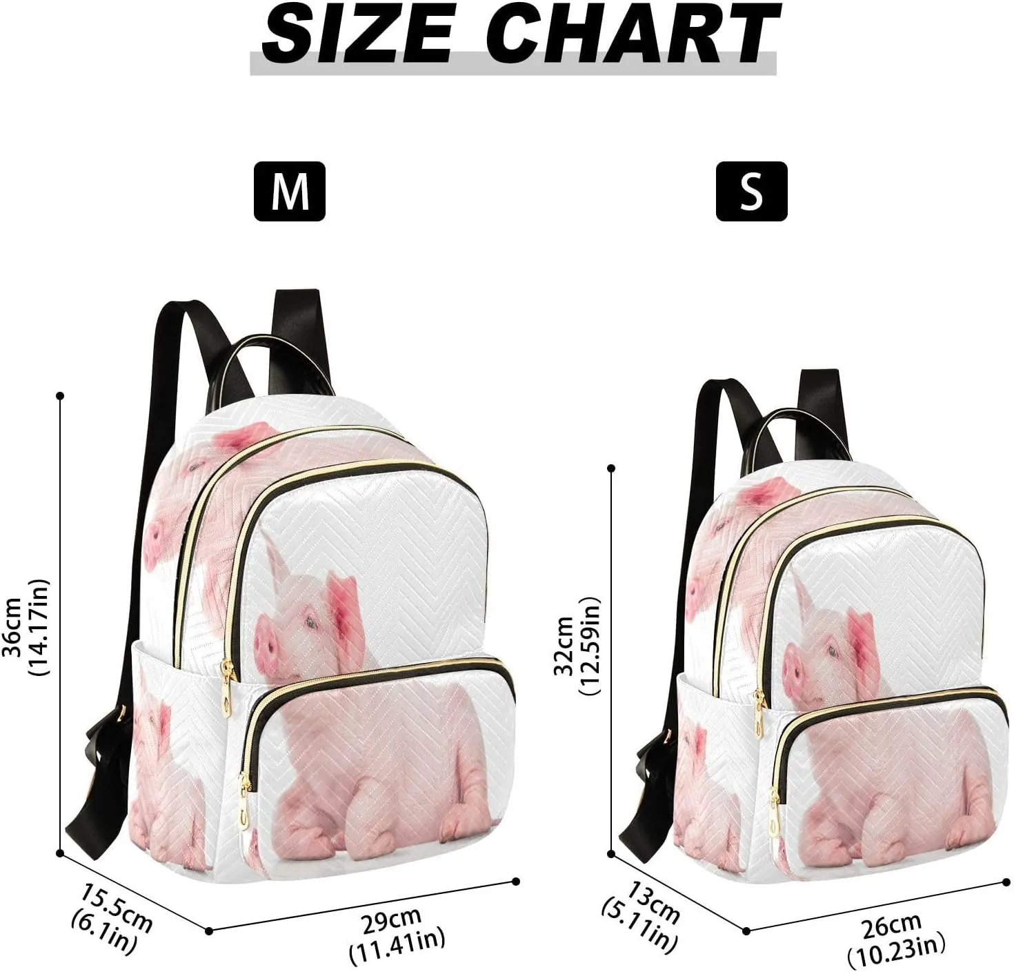 Exnundod Backpack Purse for Women Naive Piggy Travel Backpack Lightweight Daypack Cute Pig