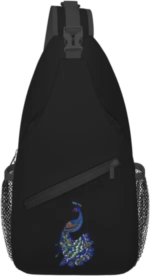 Exotic Colorful Embossed Peacock Crossbody Bags For Women Men Chest Backpack Gym Shoulder Bag Travel Outdoor Sports Casual Crossbody Bags