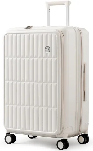 Expandable Top Open 24 Inch Checked Luggage with Spinner Wheels, Large Suitcase with TSA Lock, Hardside Travel Luggage Suitcases for Men Women, for 14 Days Travel, Coconut White
