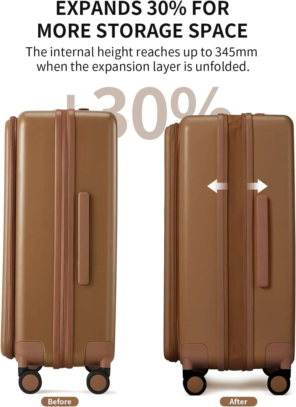 Expandable Top Opening 26 Inch Checked Luggage with Spinner Wheels, Large Suitcase with TSA Lock, Hard Shell Travel luggage Suitcases for Men Women, for 20 Days Travel, Chocolate Brown