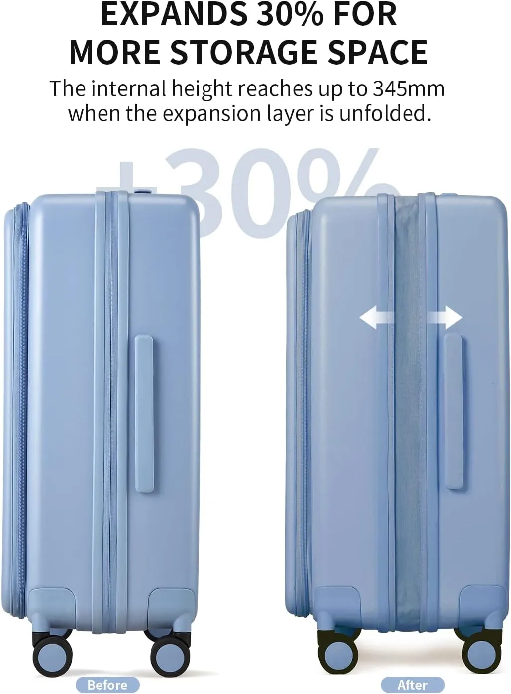Expandable Top Opening Carry On Luggage Airline Approved, 20 Inch Lightweight Hardside Carry On Suitcase with Spinner Wheels, Travel Luggage for Women Men, Blueberry Blue