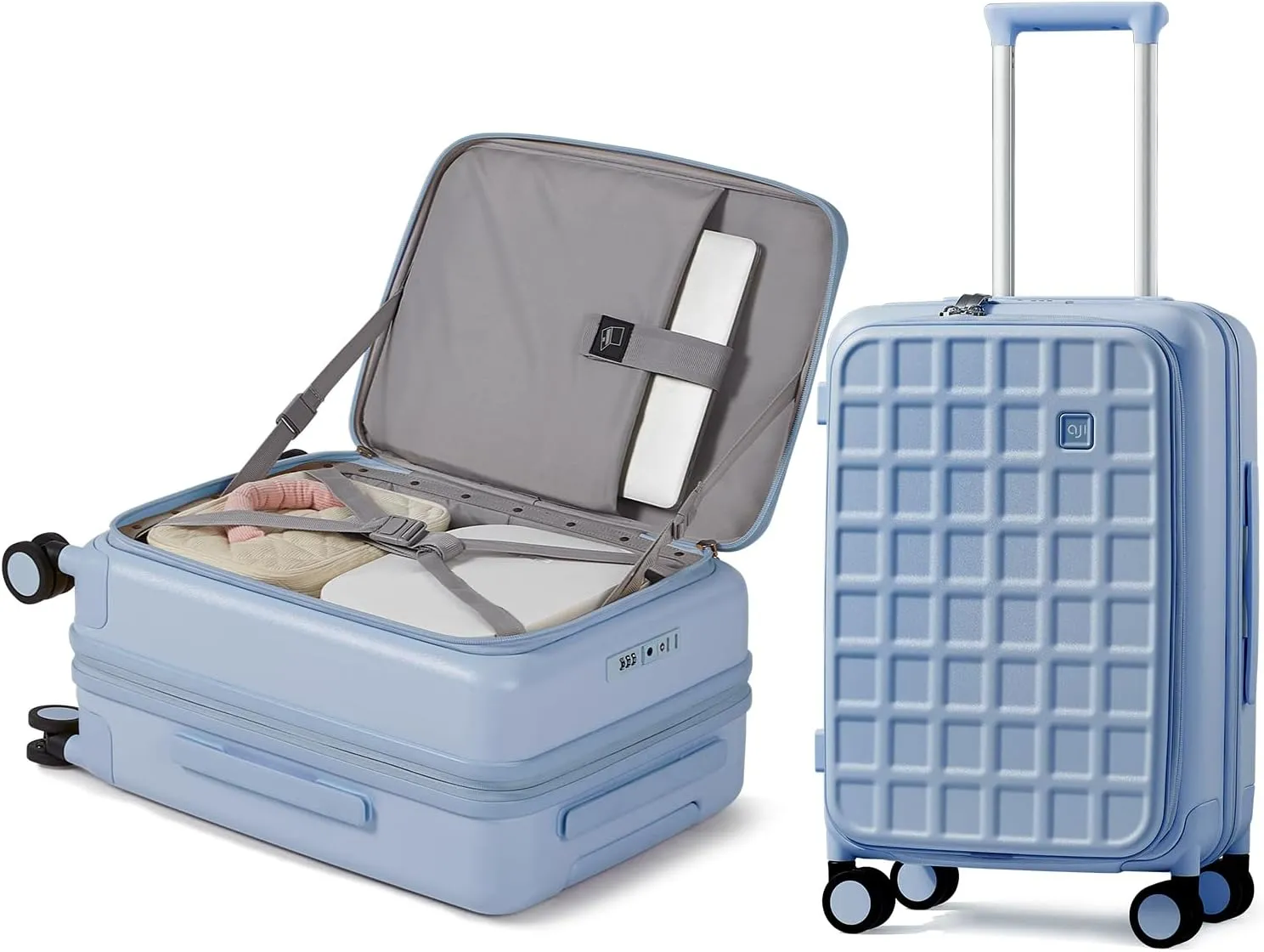 Expandable Top Opening Carry On Luggage Airline Approved, 20 Inch Lightweight Hardside Carry On Suitcase with Spinner Wheels, Travel Luggage for Women Men, Blueberry Blue