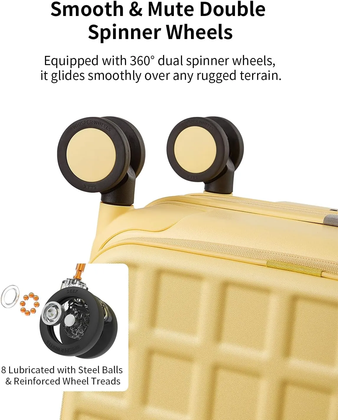 Expandable Top Opening Carry On Luggage Airline Approved, 20 Inch Lightweight Hardside Carry On Suitcase with Spinner Wheels, Travel Luggage for Women Men, Cheese Yellow