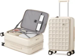 Expandable Top Opening Carry On Luggage Airline Approved, 20 Inch Lightweight Hardside Carry On Suitcase with Spinner Wheels, Travel Luggage for Women Men, Coconut White