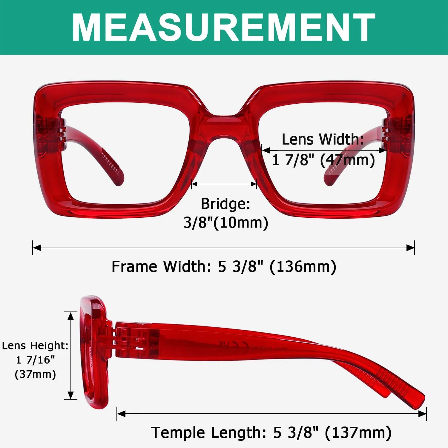 Eyekepper Women's Reading Glasses Metalless Screwless Spring Hinges 6 Pack Ladies Oversized Square Thick Frame Readers  2.25