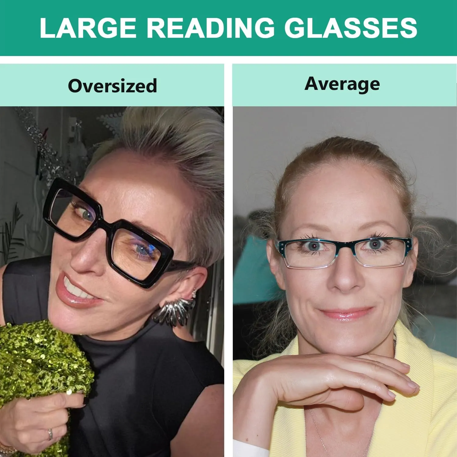 Eyekepper Women's Reading Glasses Metalless Screwless Spring Hinges 6 Pack Ladies Oversized Square Thick Frame Readers  2.25