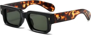 EYLRIM Thick Frame Square Sunglasses for Women Men Chunky Rectangle Sun Glasses Black Shades UV400 Protection