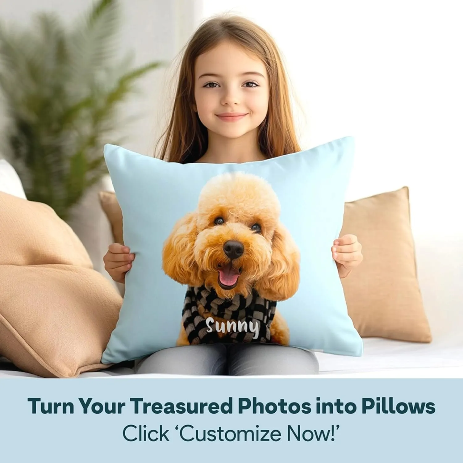 Fabric Textile Products Custom Pillow - USA Made - Personalized Pillows with Pictures or Text - Throw Pillow - Personalized Gift - Grandparent & Couples Gifts - Pet Pillow - Kids Pillows (16"x16")