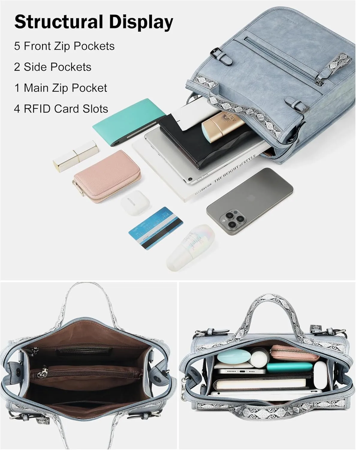 FADEON Crossbody Bags Purses for Women Designer Cross Body Shoulder Bag Purse PU Leather Top Handle Handbag Wide Strap