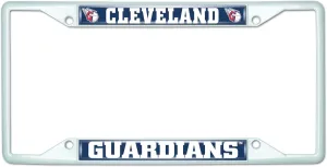 FANMATS 43846 MLB - Cleveland Guardians License Plate Frame - White – Easy Installation on Truck, SUV, Car - Ideal Gift for Die Hard MLB Fan