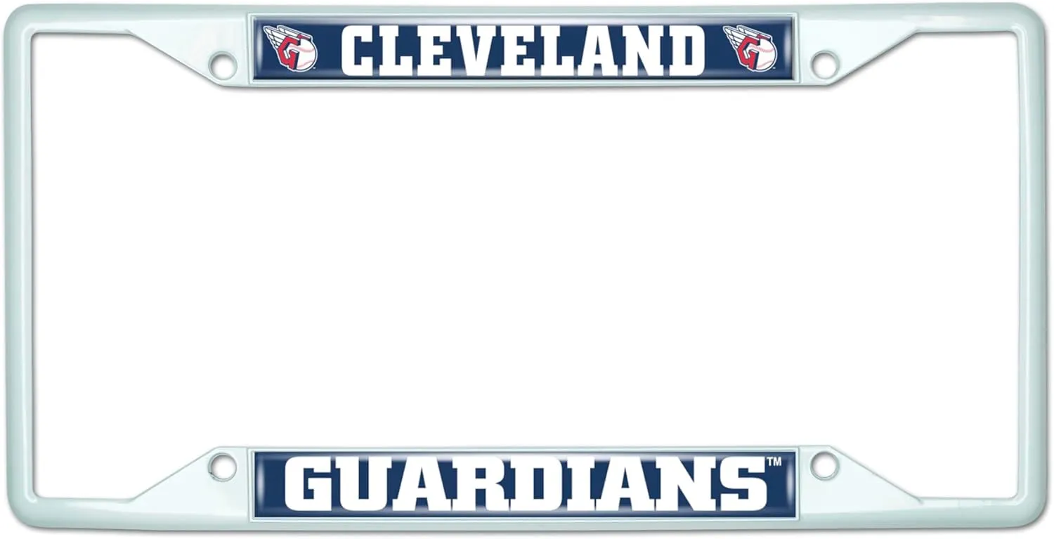 FANMATS 43846 MLB - Cleveland Guardians License Plate Frame - White – Easy Installation on Truck, SUV, Car - Ideal Gift for Die Hard MLB Fan