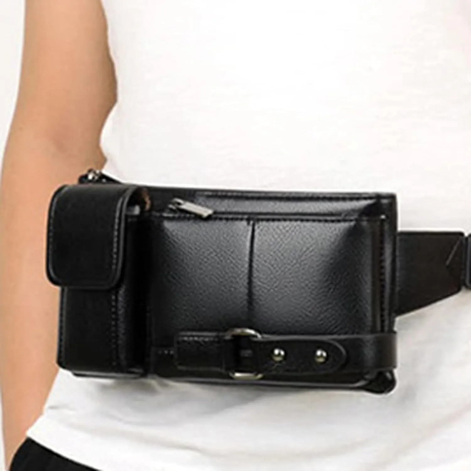 Fanny pack Men's Casual PU Leather Casual Shoulder Bag Messenger Travel Sports Sling Bag Messenger Bags Men's Chest Waist Bags