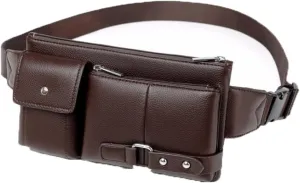 Fanny pack Men's Casual PU Leather Casual Shoulder Bag Messenger Travel Sports Sling Bag Messenger Bags Men's Chest Waist Bags
