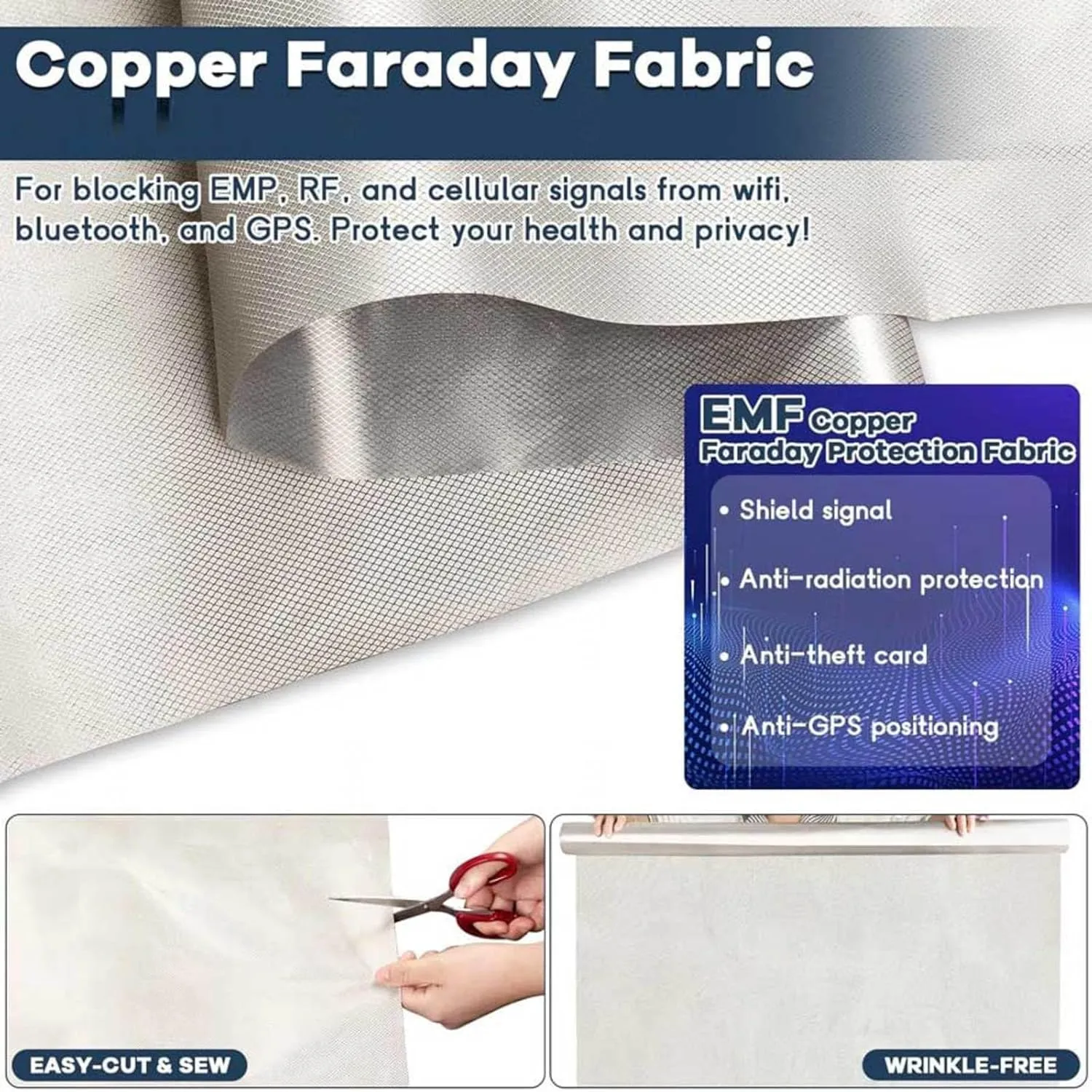 Faraday Cloth Faraday Fabric Bulk Fabric Faraday Bag for Generator RFID Blocking Shielding-Block WiFi for Radiowave Microwave, Electromagnetic Fields,gold-1x1.1m