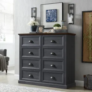 Farmhouse 8 Drawer Dresser for Bedroom, 39" Tall Dressers & Chests of Drawers, 42" Wide Dressers Organizer Storage, Wood Rustic Bedroom Dresser for Closet, Living Room, Hallway, Dark Grey