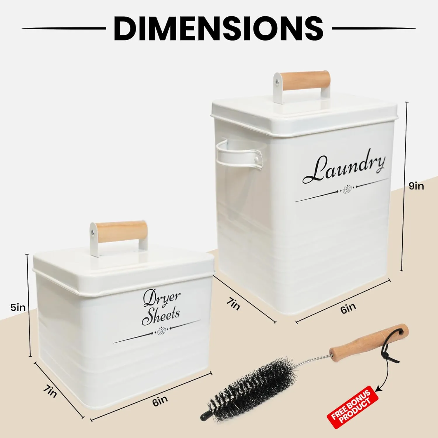 Farmhouse Metal Laundry Pods Container with Dryer Sheet Holder for Organization and Storage, Laundry Room Decor - Holds 156 Pods and 300 Sheets (White, Black)