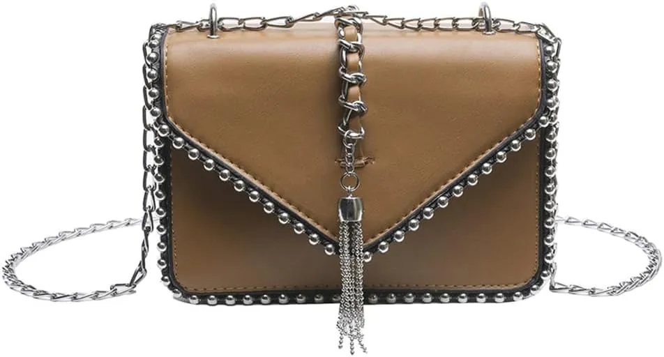 Fashion Shoulder Crossbody Bag for Women PU Leather Small Totes Handbag Y2k Purse Satchel Clutch with Chain