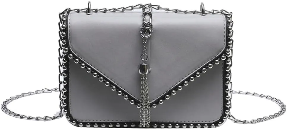 Fashion Shoulder Crossbody Bag for Women PU Leather Small Totes Handbag Y2k Purse Satchel Clutch with Chain