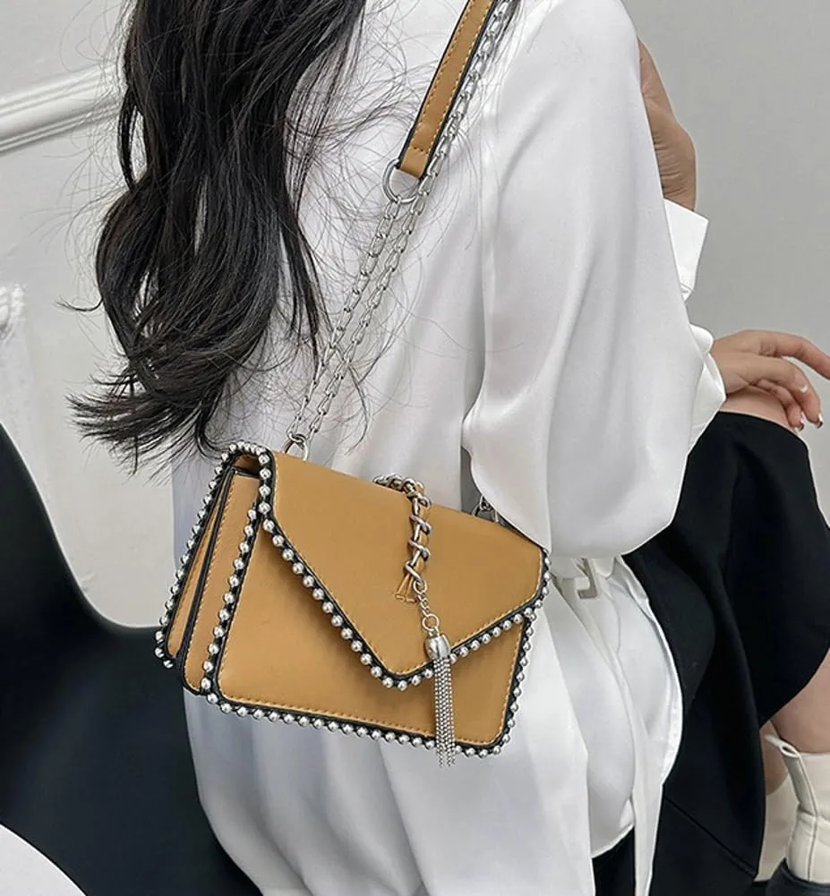 Fashion Shoulder Crossbody Bag for Women PU Leather Small Totes Handbag Y2k Purse Satchel Clutch with Chain