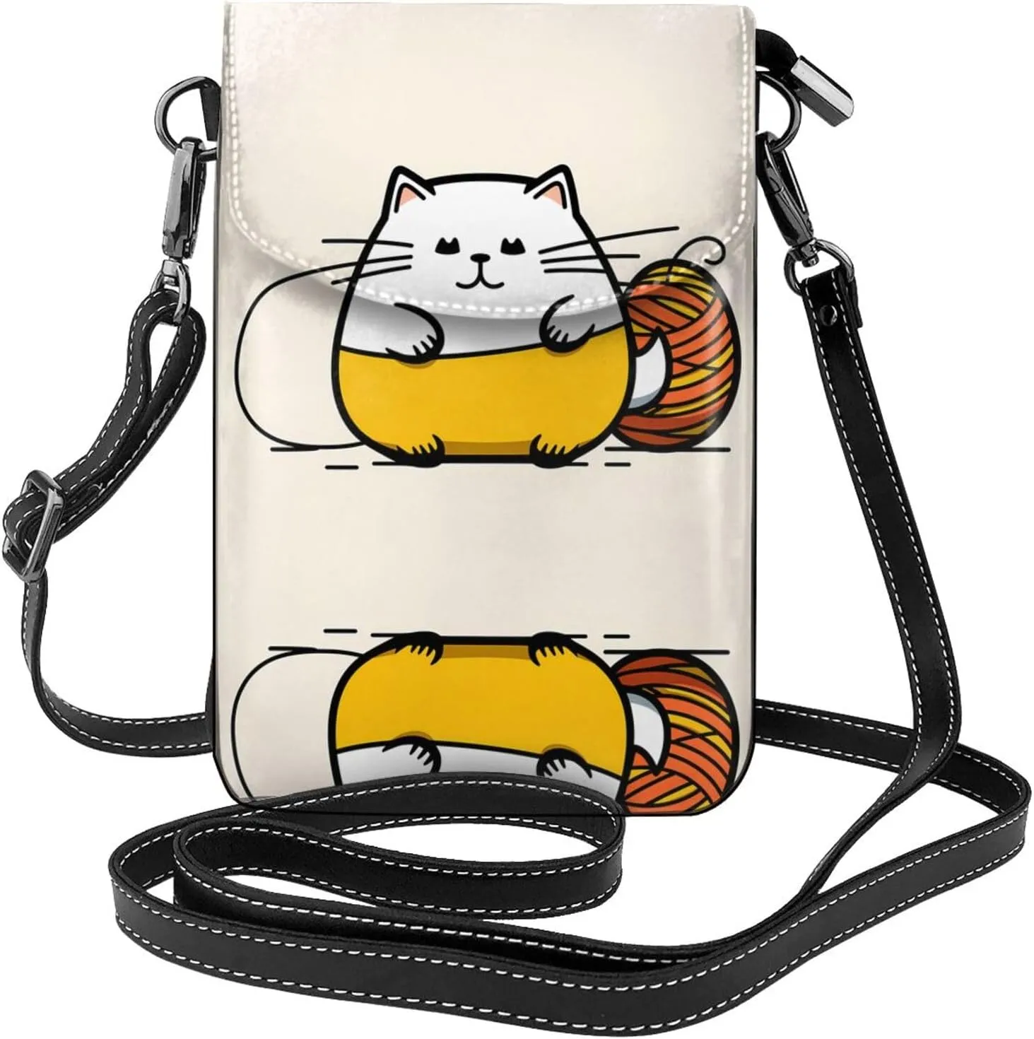 fat cat Lightweight leather crossbody phone bag, women's shoulder bag cell phone wallet, travel bag with credit card slots,