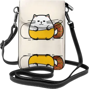 fat cat Lightweight leather crossbody phone bag, women's shoulder bag cell phone wallet, travel bag with credit card slots,
