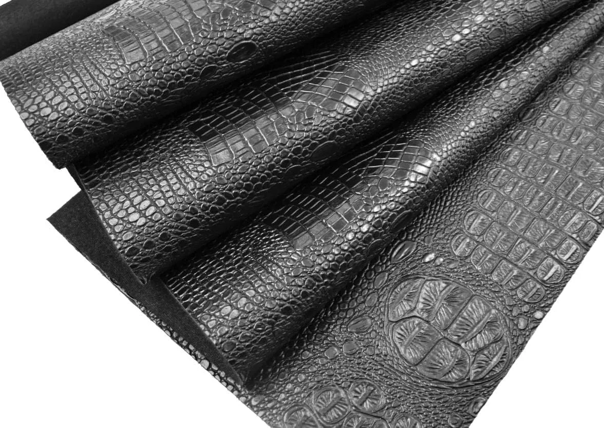Faux Alligator Leather Crocodile Skin Fabric Alligator Skin Fake Leather Crocodile Fabric Black