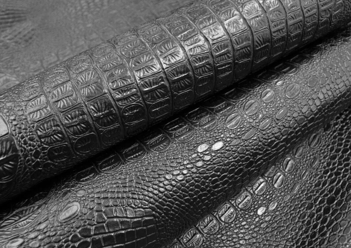 Faux Alligator Leather Crocodile Skin Fabric Alligator Skin Fake Leather Crocodile Fabric Black