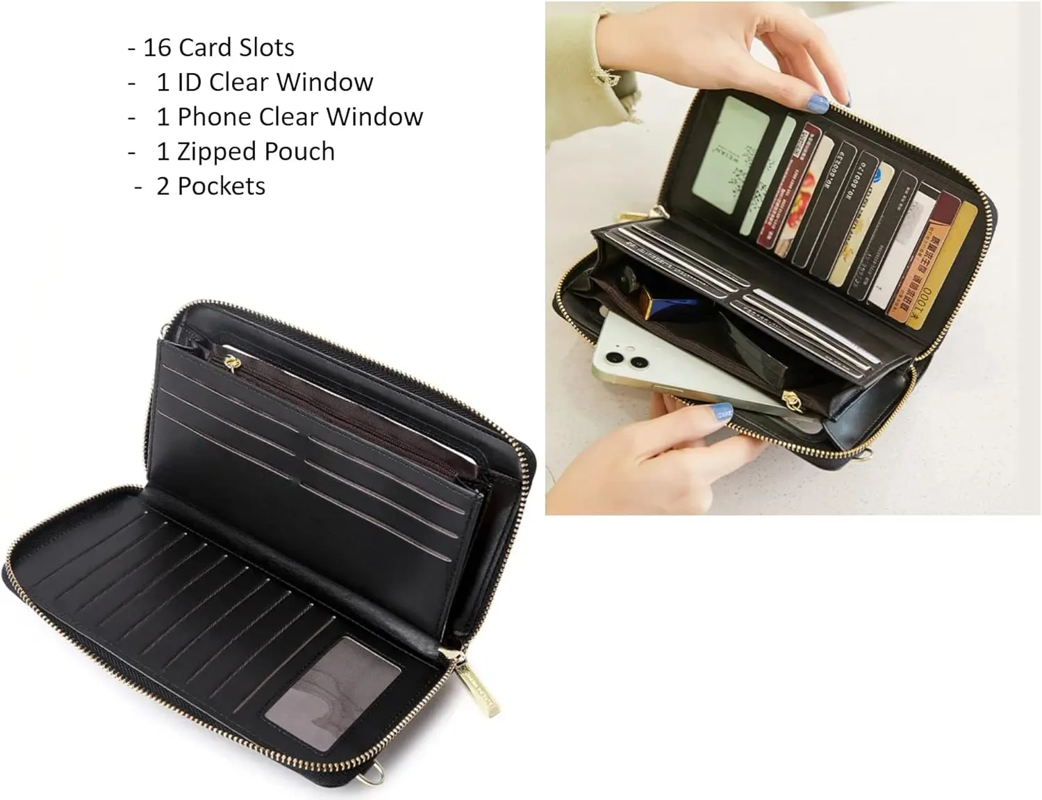 Faux Leather Crossbody Phone Bag for Women, RFID Blocking Touch Screen Wallet Shoulder Handbag with Clear Phone Window