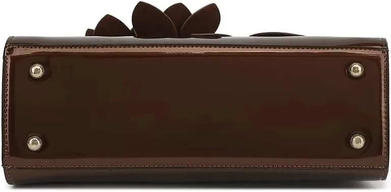 Faux Patent Leather Double Handle Frame Satchel