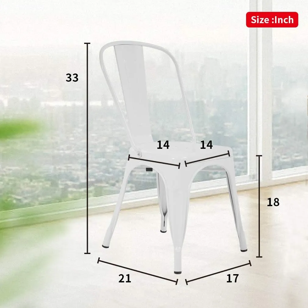 FDW Metal Dining Chairs - Set of 2 Indoor/Outdoor Chairs - 18 Inch Seat Height - 330LBS Weight Capacity