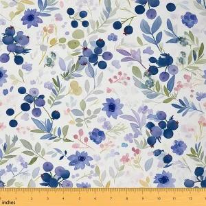 Feelyou Blueberries Fabric by The Yard 1 Yard Fresh Fruits Print Decorative Waterproof Outdoor Fabric Botanical Flowers Upholstery Fabric for Chairs Tropical Fruit Print DIY Reupholstery Fabric
