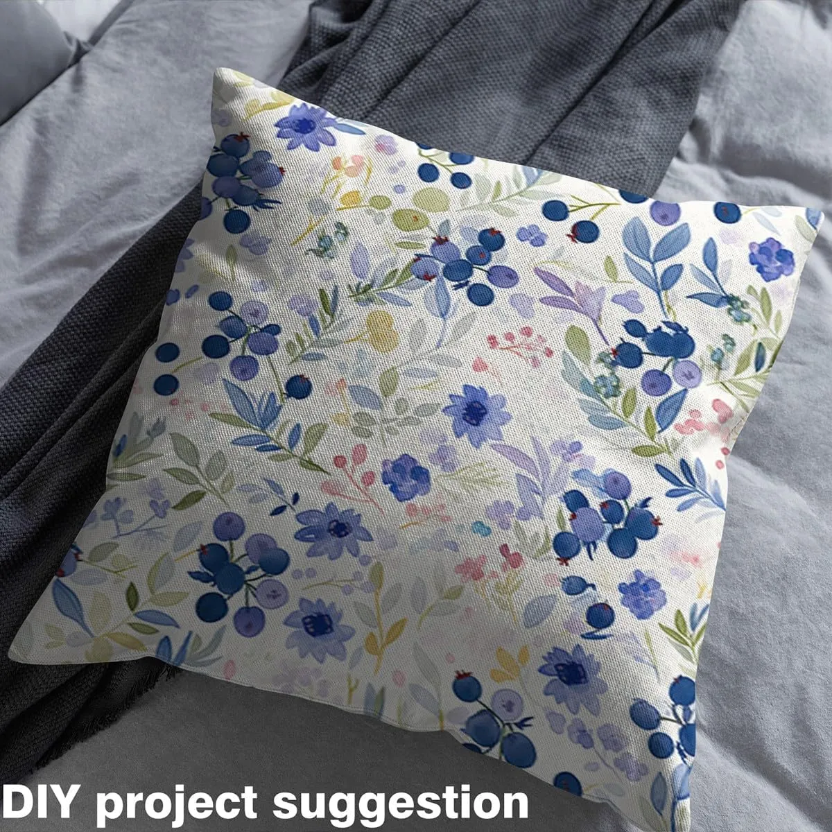 Feelyou Blueberries Fabric by The Yard 1 Yard Fresh Fruits Print Decorative Waterproof Outdoor Fabric Botanical Flowers Upholstery Fabric for Chairs Tropical Fruit Print DIY Reupholstery Fabric