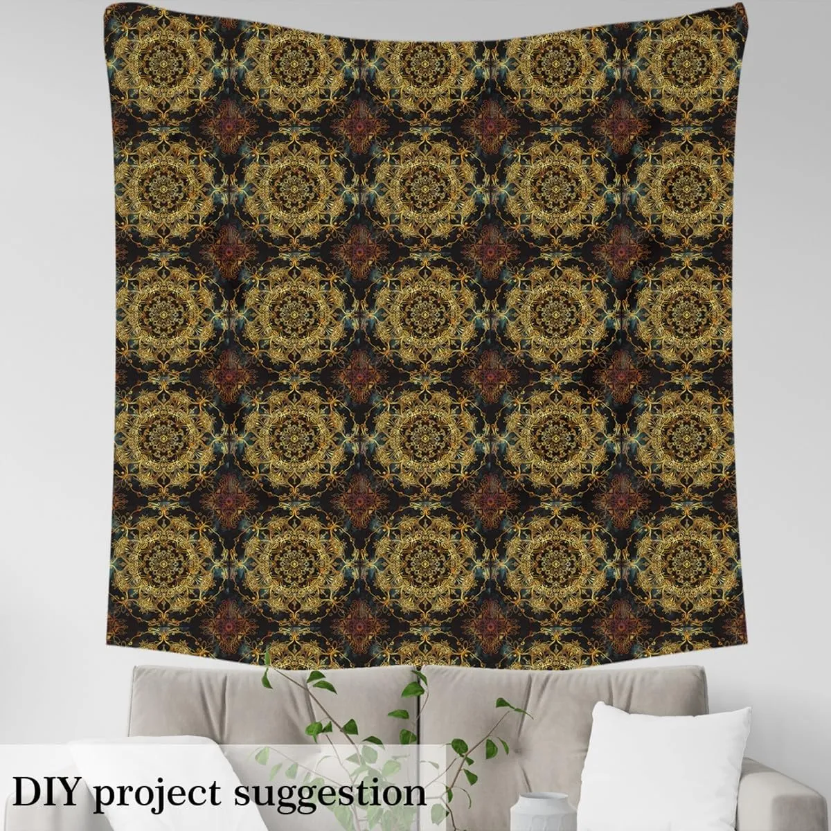 Feelyou Bohemian Fabric by The Yard 1 Yard Modern Ethnic Floral Decorative Waterproof Outdoor Fabric Exotic Style Upholstery Fabric for Chairs Luxury European Pattern DIY Reupholstery Fabric